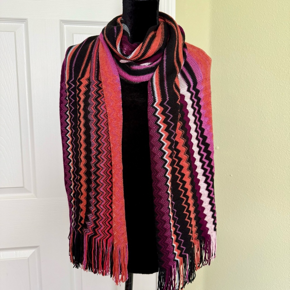NEW Missoni Wool Blend Zigzag Large Scarf Shawl - Picture 6 of 10